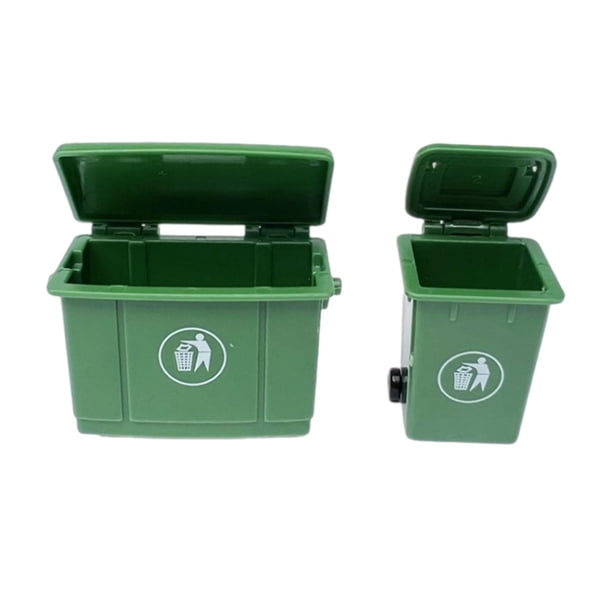 2 uds 1/12 botes de basura para casa de muñecas, vehículos de empuje, botes de basura, Mini accesorio para casa, cubo de basura, modelo de foto,