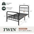 thumbnail image 5 of Amolife Twin Bed Frame, Metal Platform Bed with Vintage Curved Iron-Art Headboard, Easy Assembly, Black, 5 of 7