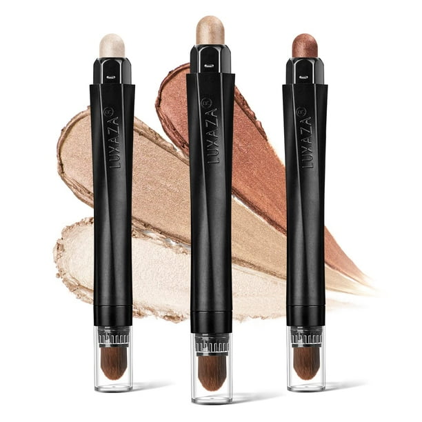 Lápiz de Sombra de Ojos LUXAZA 3PCS Metálico Champagne a Prueba de Agua