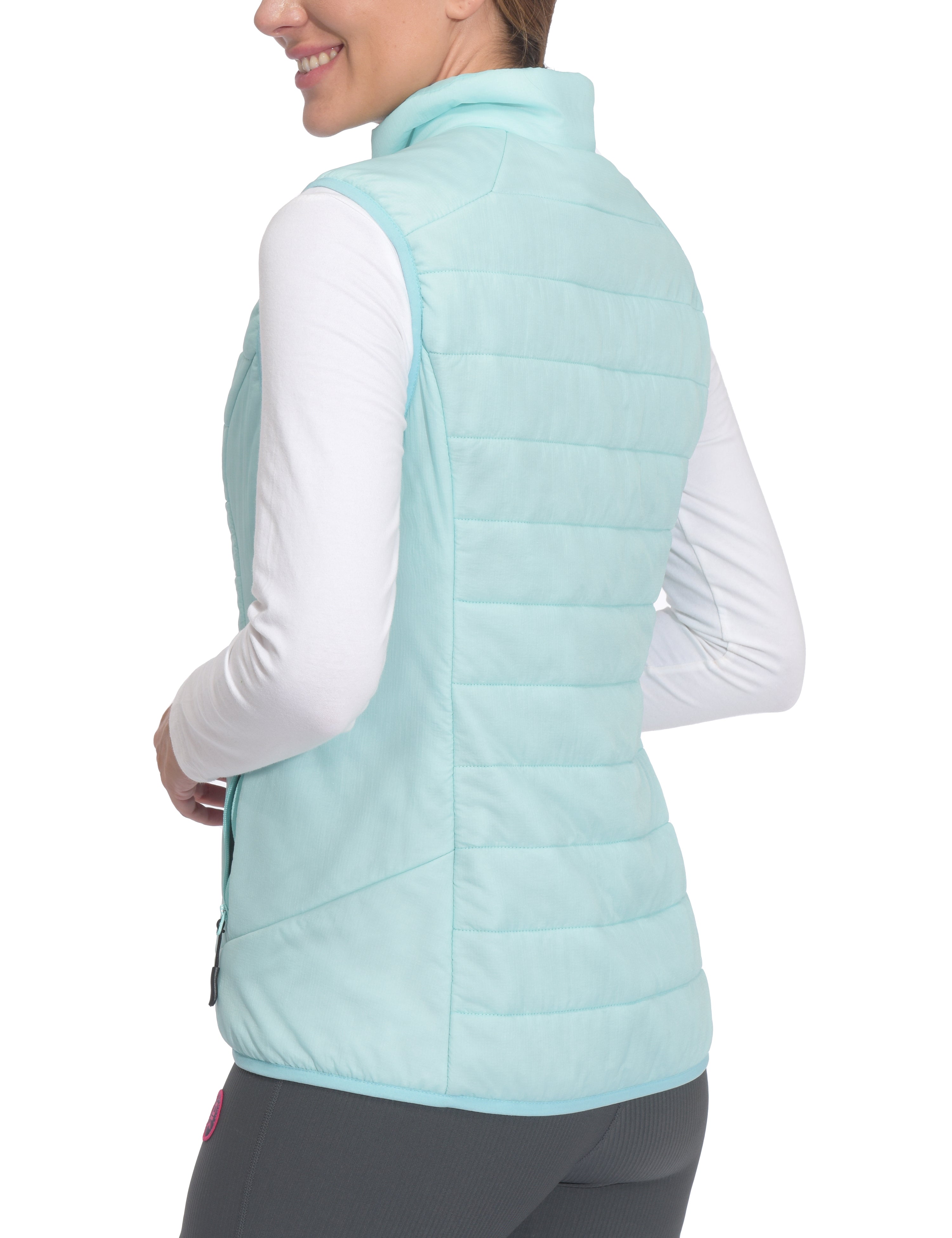 Little Donkey Andy Women's Packable Lightweight Puffer Vest with Recycled Insulation for Running Hiking Blue Glow XS
