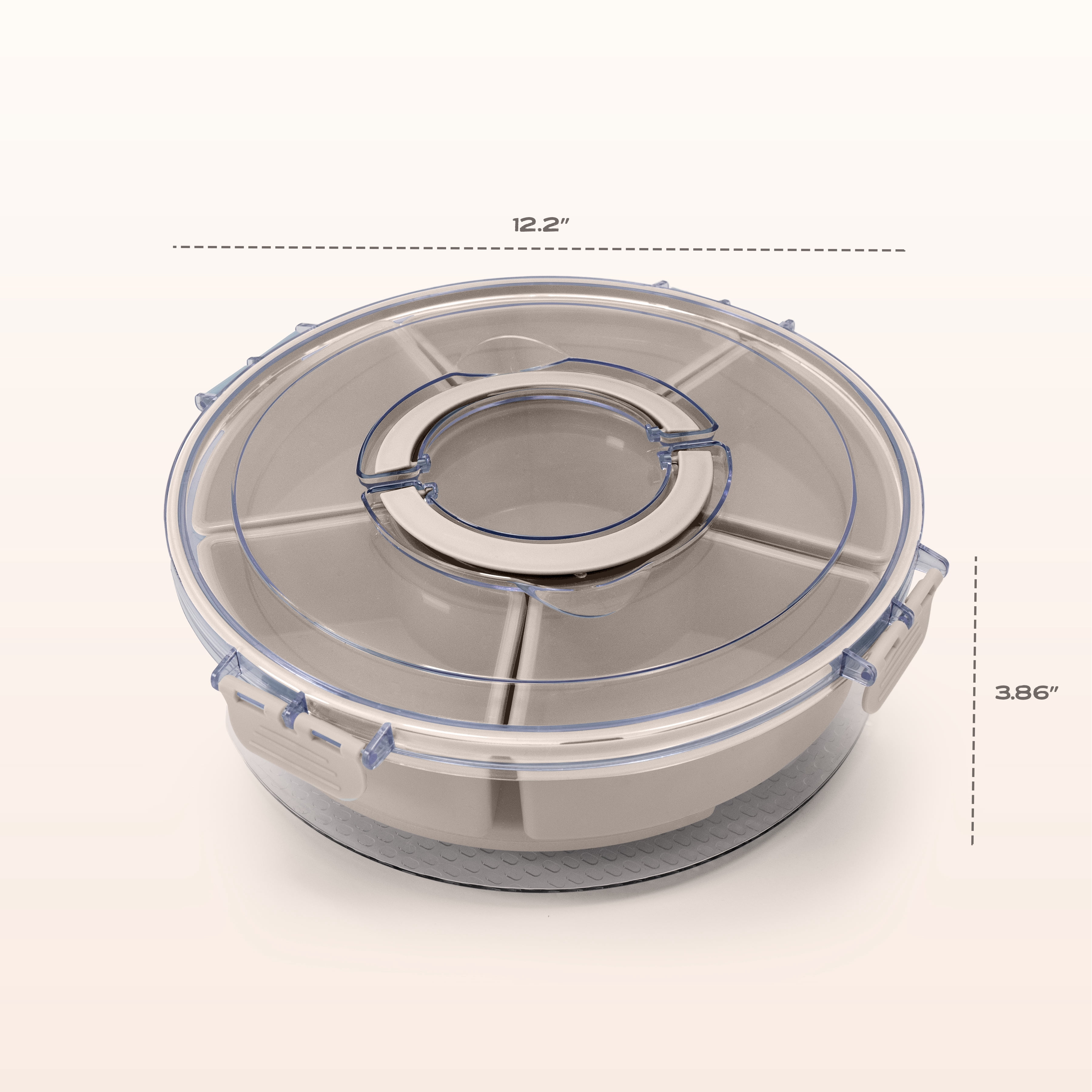 Cook with Color Rotating Snack Box with Ice Block and Carry Handle, Portable Compartments for Lunches and Commutes, Taupe