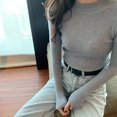 thumbnail image 1 of Pull pour Femmes Automne et Hiver Manches Longues Col Mi-Haut style Coréen slim, 1 of 5