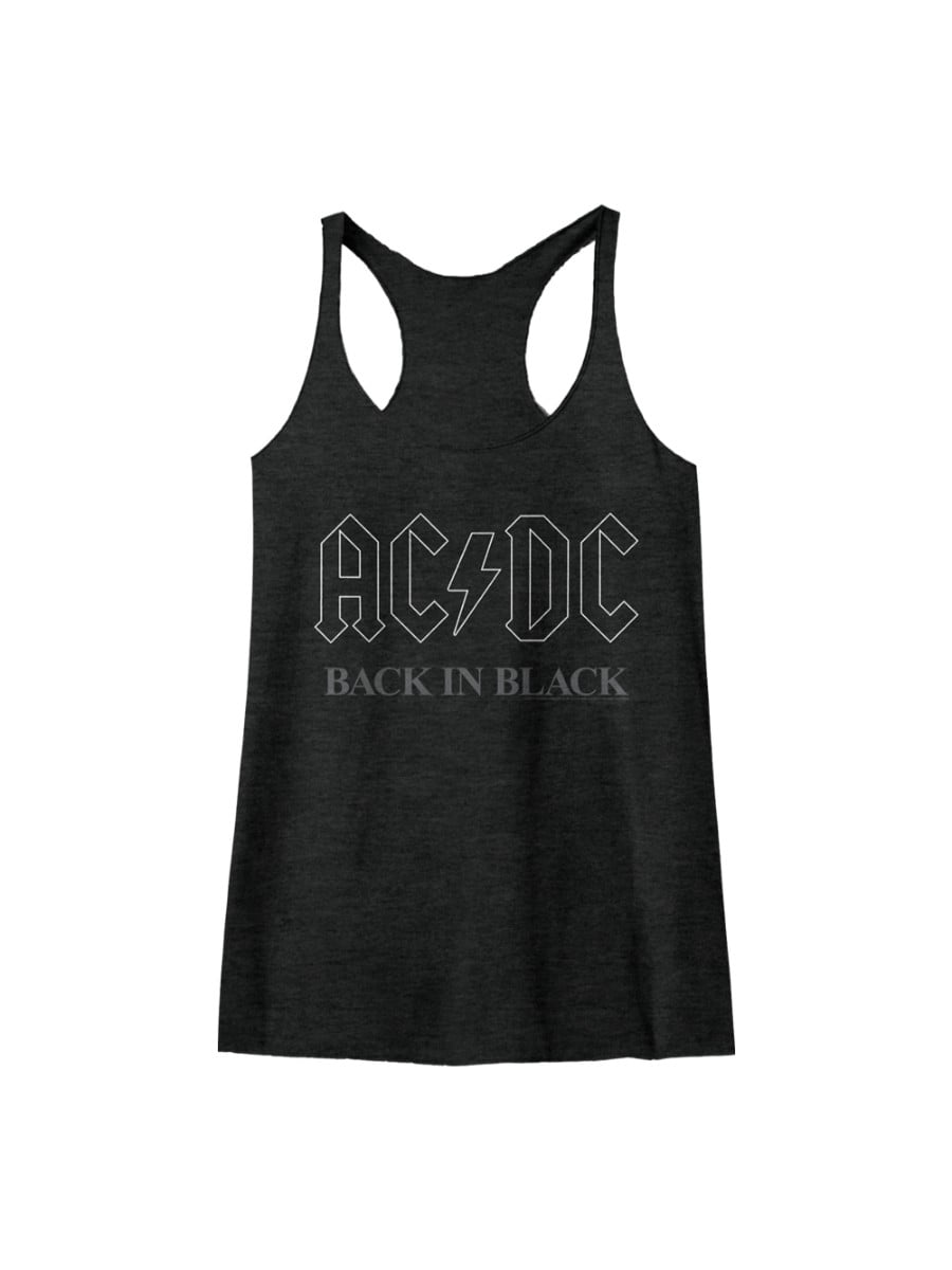 AC/DC Women's/Junior Graphic Black Muscle Tank Top "Back in Black" 