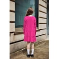 thumbnail image 6 of Arshiner Girls Long Sleeve Dress Fall Cotton Crewneck Tiered Ruffle Swing Solid Casual Midi Dresses, 6 of 7