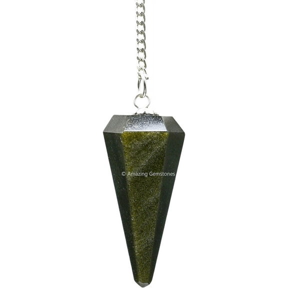 Golden Sheen Obsidian Crystal Pendulum Dowsing Reiki Hexagonal Points