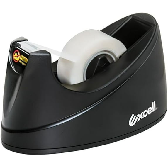 EX-116BK OfficePlus Tape Dispenser by Excell – Heavy Duty Weighted Base, Non-Slip Rubber Pad, Fits 1 Inch Core, 3/4 Inch Wide Clear Tape Rolls, Max 2.5 Inch Diameter, Black