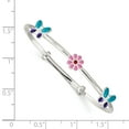 thumbnail image 2 of Beautiful Sterling Silver Enamel Flower & Butterfly Childs Adjustable Bangle, 2 of 2