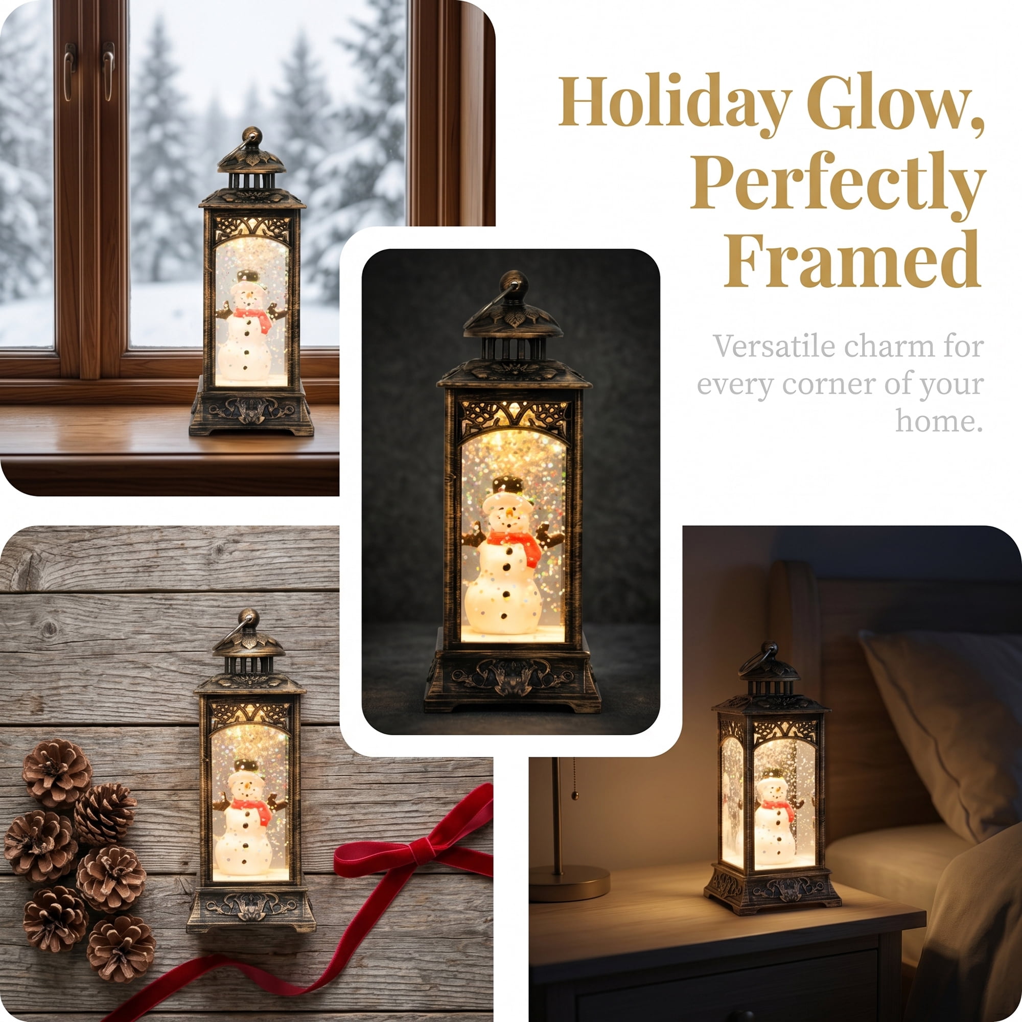 Unique Bargains Christmas Light Up Crystal Ball Mini LED Glitter Sphere Orb Brown Style W