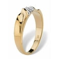 thumbnail image 2 of PalmBeach Jewelry Men's Diamond Accent 18k Gold-plated Sterling Silver Diagonal Wedding Band Ring, 2 of 6
