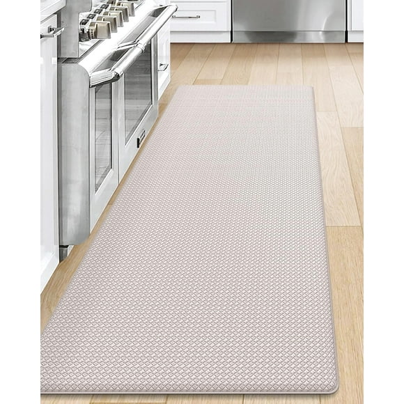 SHIQI-Kitchen Rug Anti Fatigue Mats for Floor, 24x59 Non Skid Cushioned Comfort Standing Desk Waterproof Runner, Beige