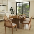 thumbnail image 2 of Guyou Modern Dining Chair Set of 2, Linen Upholstered Kitchen Side Chairs with Natural Woven Rattan Back, Solid Wood Accent Chair for Dining Room Living Room Bedroom, Beige, 2 of 10