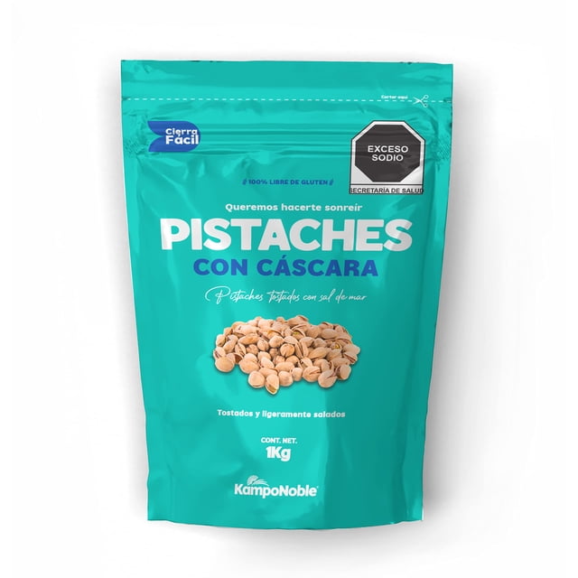 KampoNoble Pistaches Tostados y Salados con Cáscara sin Aceites sin Conservadores 1 Kg