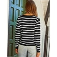 thumbnail image 5 of Women's Striped Cardigan Sweater Trendy Long Sleeve Button Down Crew neck Cardigans, 5 of 5