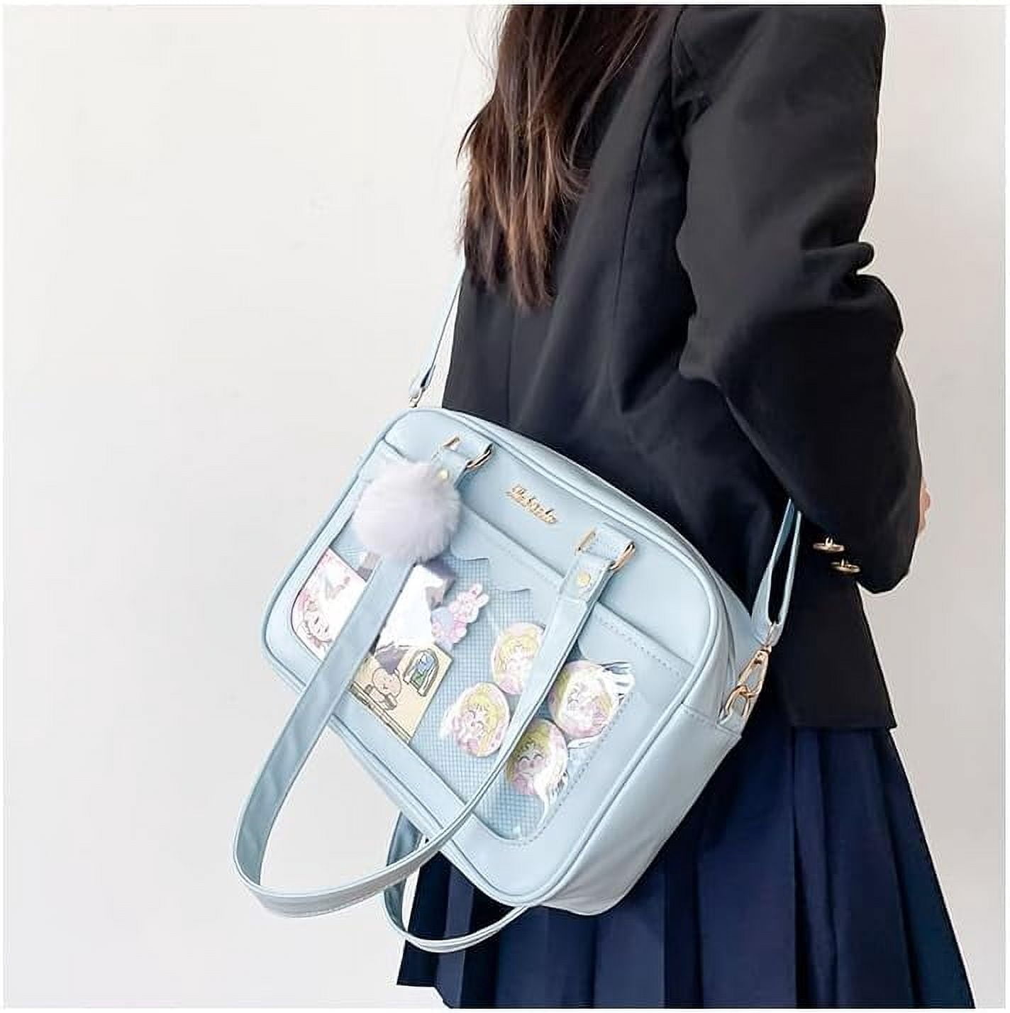 JUYGO Clear Aesthetic Bag Ita Bag Cute Messenger Bag Crossbody Bag for Women JK Tote Purse