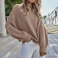 thumbnail image 2 of Aayomet Turtleneck Sweater Women Crochet Lace V Neck Long Sleeve Hollow Out Cable Knit Cardigan for Women Sweaters Tops,Khaki S-XXL, 2 of 4