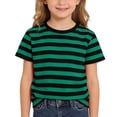 thumbnail image 3 of XEGLSBU Shirts for Girls Baggy Striped Print Short Sleeve for Girls and Boys Casual Kids Tees and Shirts Soft Blend Daily Wear Green Size 8-9 Years, 3 of 6