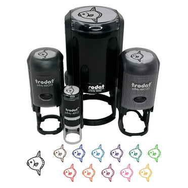 Mola Mola Ocean Sunfish Self-Inking Rubber Stamp Ink Stamper - Black Ink - Mini 1/2 Inch