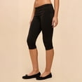 thumbnail image 4 of Women Fold Over Capri Leggings Y2K Low Rise Elastic Waist Cropped Pants Knee-Length Skinny Yoga Athletic Pants Black XL, 4 of 9