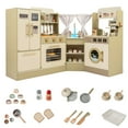 thumbnail image 1 of Gymax Kids Corner Play Kitchen w/Faucet Dishwasher Stoves Coffee Machine Refrigerator, 1 of 10