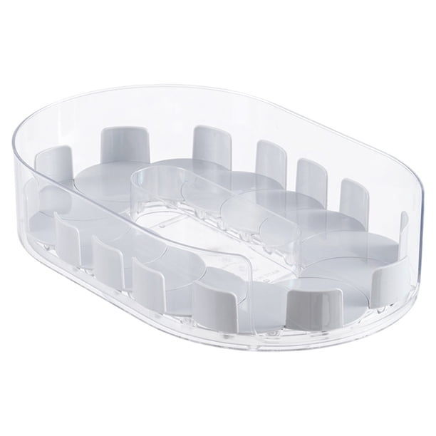 Bandeja de almacenamiento para refrigerador, bandeja giratoria para almacenar bebidas, bandeja giratoria de 360 grados, estante de almacenamiento extraíble y lavable.