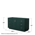 thumbnail image 3 of Wyndham Collection Miranda 60" Wood Single Bathroom Vanity in Nickel Trim/Green, 3 of 4