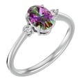 thumbnail image 2 of SuperJeweler 1 1/3 Carat Oval Shape Mystic Topaz and Two Diamond Ring In Sterling Silver For Women, 2 of 6