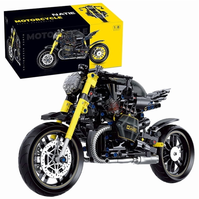 Bloques de construcción 1:8, modelo de motocicleta, vehículo de carreras urbano, ladrillos técnicos, regalos de cumpleaños, juguetes para niños, niños, 600 Uds.,618pcs With box