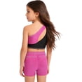 thumbnail image 2 of Hansber Kids Girls Cheerleading Outfit Gymnastics Dance Performance Sleeveless Crop Top with Shorts Set Hot Pink 10, 2 of 6