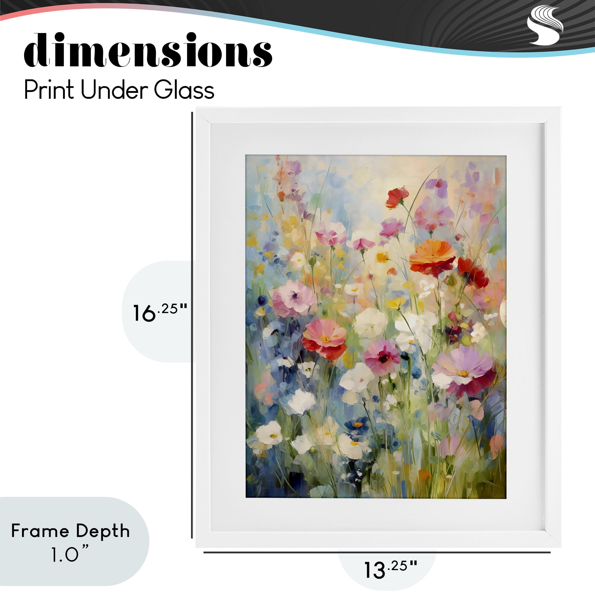 Stupell Industries Wildflower Breeze Impression White Framed Print Under Glass, design by Creative Studio