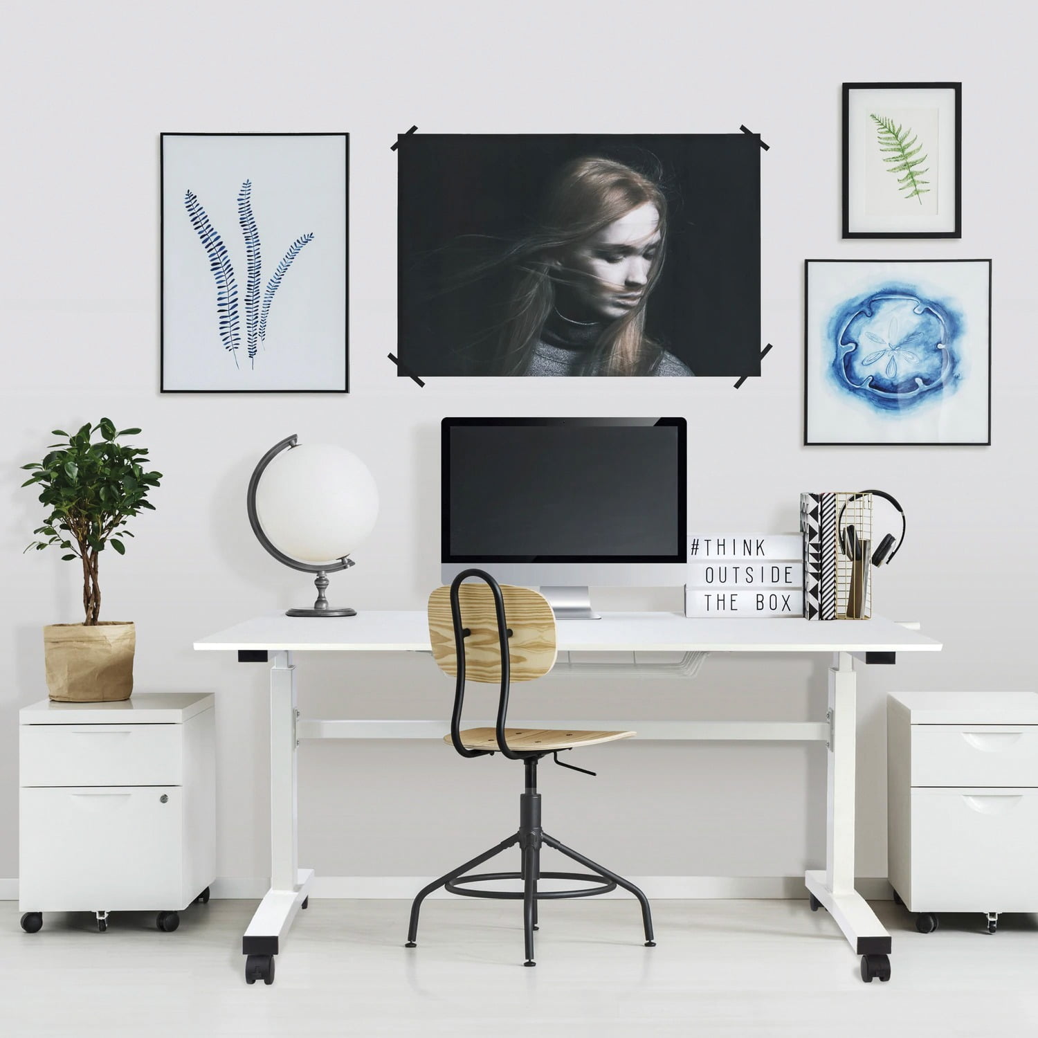 Atlantic Sit Stand Height Adjustable Desk with Side Crank and