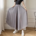 thumbnail image 3 of Women Wide Leg Pleated Pants Elastic High Waist Chiffon Pants Summer Loose Fit Solid Color Casual Trousers Streetwear-Grey,L, 3 of 8