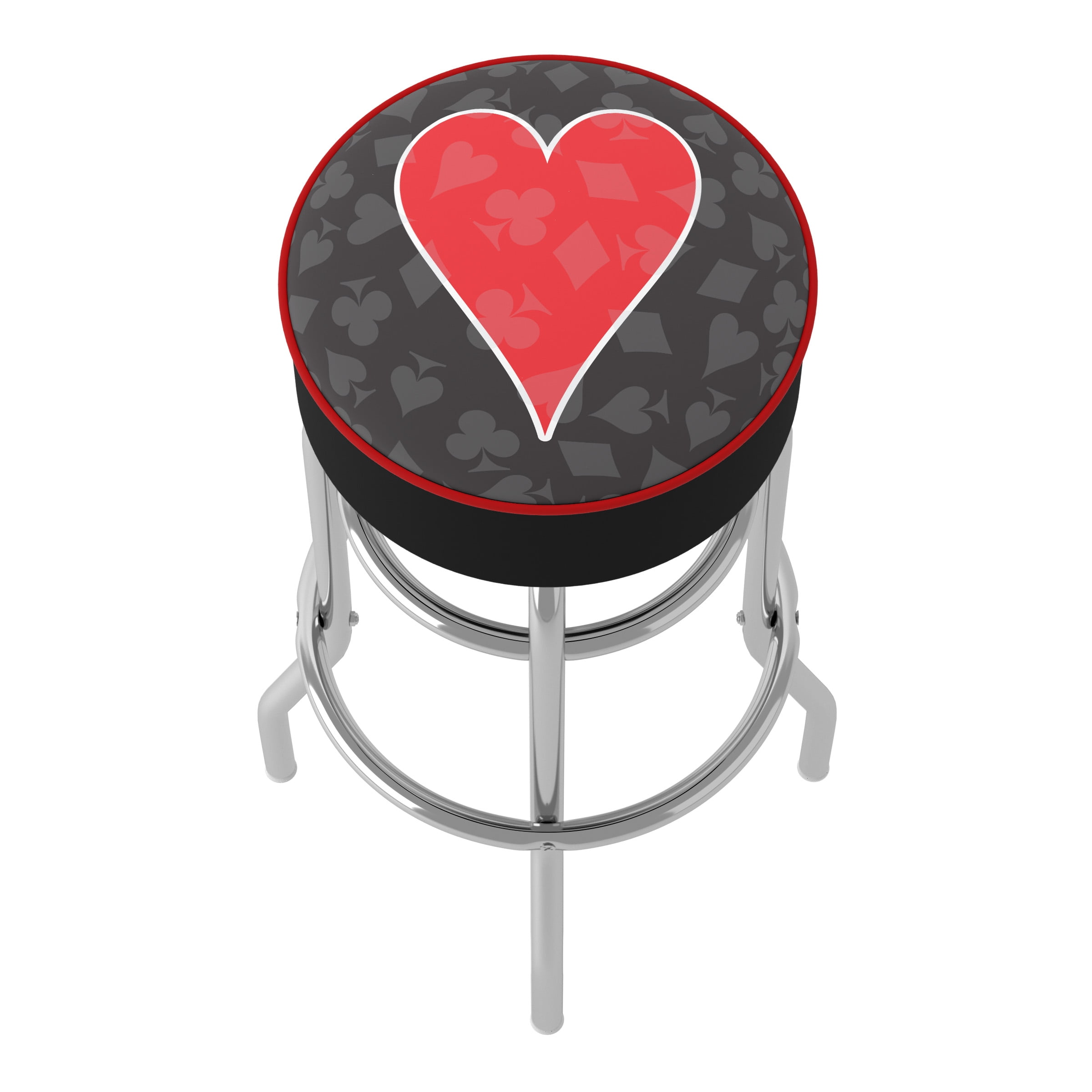 Trademark Gameroom Four Aces Heart Logo Bar Stool with Padded Seat