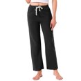 thumbnail image 1 of Pantalones de lounge para mujeres INSPIRE CHIC de algodón, rectos, con cintura elástica, cordón y bolsillo, pijama deportivo para dormir, ropa de noche, color negro, 1 of 6