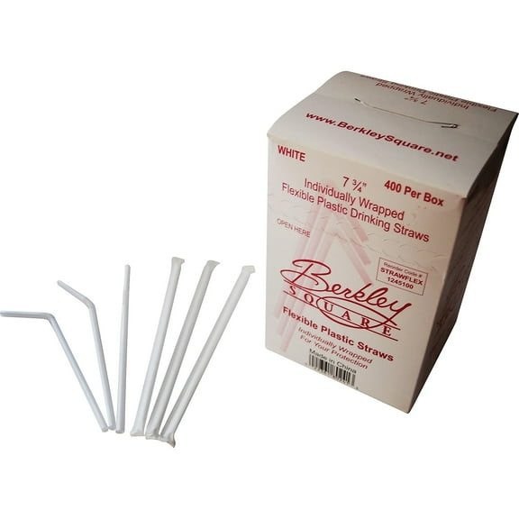 Berkley Square Polypropylene Straws 7.75" White 400/Box (1245100) BEP1245100