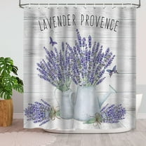 Lavender Shower Curtain, Rustic Flowers Purple Butterfly Bathroom Decor Gray Wooden Farmhouse Shower Curtains for Bathroom, Country Fabric Bathroom Accessories