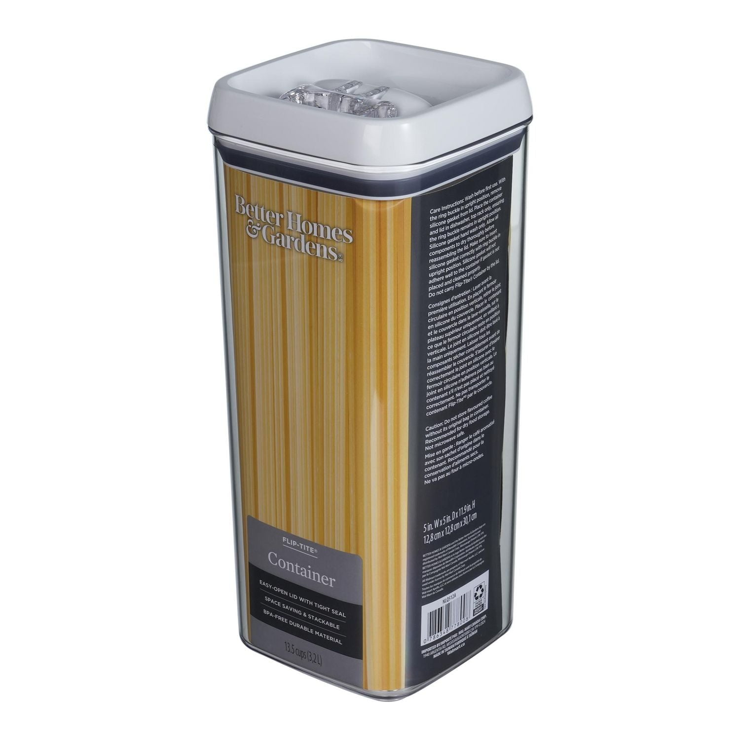 Better Homes & Gardens Flip-Tite® Storage Container, 13.5 Cups, Capacity: 3.2 L
