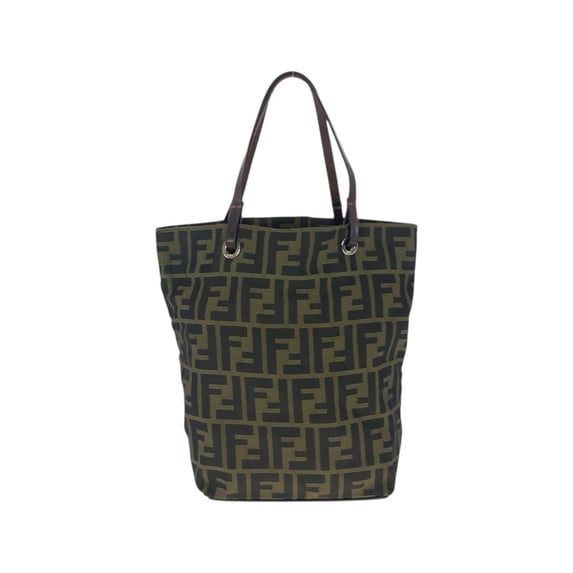 Pre-Owned FENDI Zucca handbag in brown canvas and leather with silver hardware, model... (Good)
