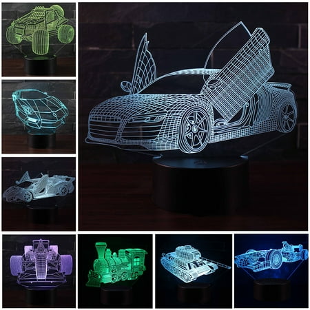 

MyBeauty Vehicle 3D Illusion Color Changing LED Desk Light Children Room Table Night Lamp
