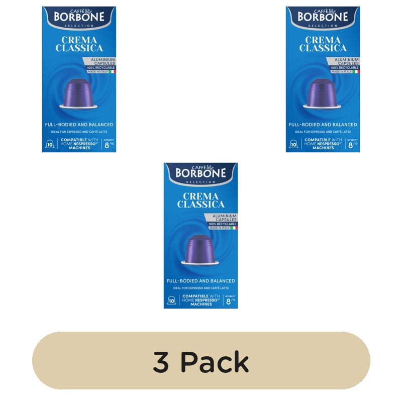 Caffe Borbone Crema Classica Intensity 8 Nespresso Compatible Capsules, 10 pods per pack, British Import (Pack of 3)