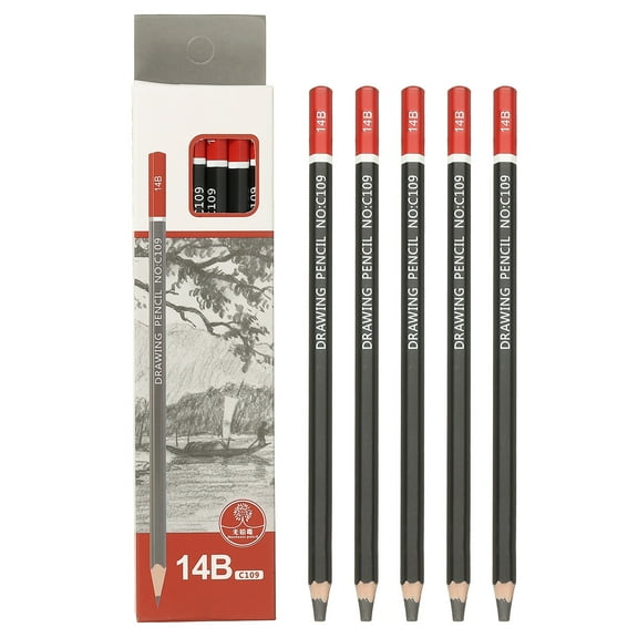 14B Drawing Pencils for Sketching, 12PCS Sketch Pencils for Drawing Art Pencils Graphite Wood Pre-sharpened for Drawing Sketching Artists, Black Red