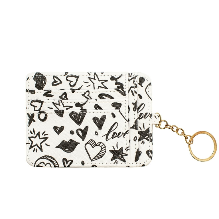 XOXO Women's Mini White Graffeti Print Saffiano Leather Key Card