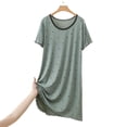 thumbnail image 4 of Women's Star Print Lace Trim Crew Neck Midi Nightgown, Soft Modal Short Sleeve Loose Casual Home Loungewear Sleep Dress Green XL(XL), 4 of 5