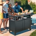 thumbnail image 2 of Grill Cart Outdoor with Storage Cabinet, Portable Rolling Patio Bar Cart with Wheels, BBQ Prep Table, Movable Stainless Steel Kitchen Island Dining Cart for Food/Drink/Cooking -Grey, 2 of 16