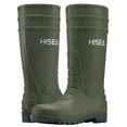 thumbnail image 4 of HISEA Men's Rain Boots with Steel Shank, Waterproof Rubber Protective Footwear, Seamless PVC Rainboots Non-Steel Toe Outdoor Work Boots, Durable Garden Fishing Tall Kneed Boot, Size 7 Olive Green, 4 of 6