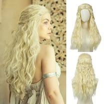Queentas 25Inch Women Wigs Blonde Long Curly Wavy Cosplay Halloween Costume Party Wigs