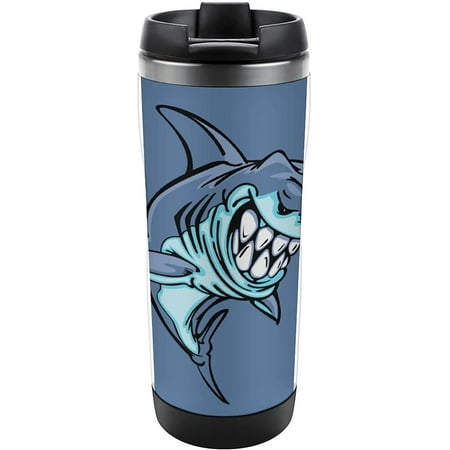 

Smirk Shark Stainless Steel Tumblers Travel Water Mug With Lid Pint Coffee Cup Insulated 380ML