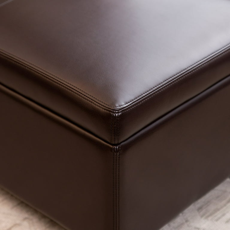Abbyson frankfurt tufted brown leather ottoman discount