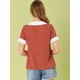 thumbnail image 5 of INSPIRE CHIC Blusa de lunares de manga corta con cuello Peter Pan en contraste vintage para mujer Rojo XL, 5 of 6