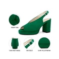 thumbnail image 4 of BLISSFUL STEP Women's Block Heel Square Toe Slingback Platform Heels Sandals Green (Size 6), 4 of 7