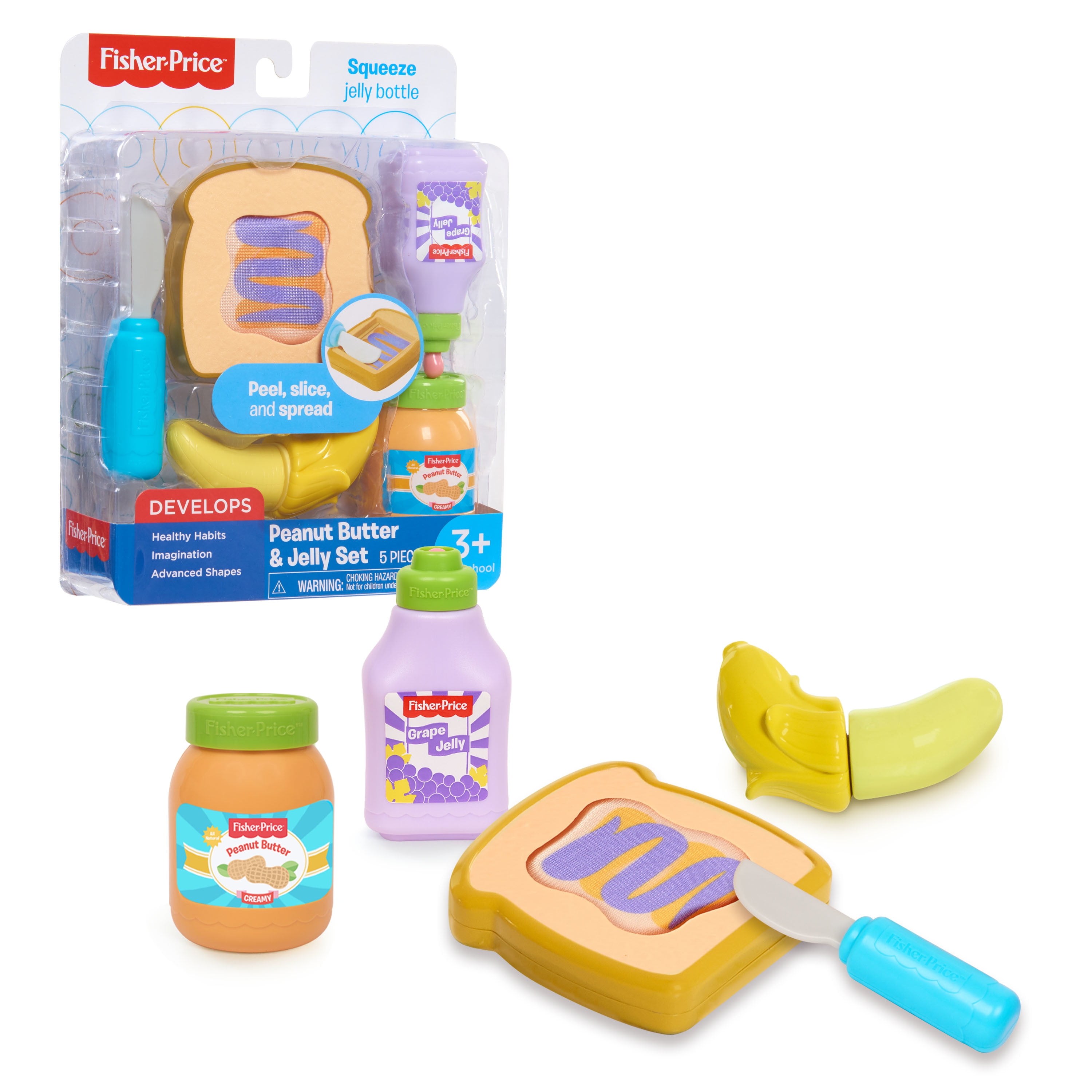 Fisher Price Food Set Peanut Butter and Jelly set, Kids Toys for Ages 3